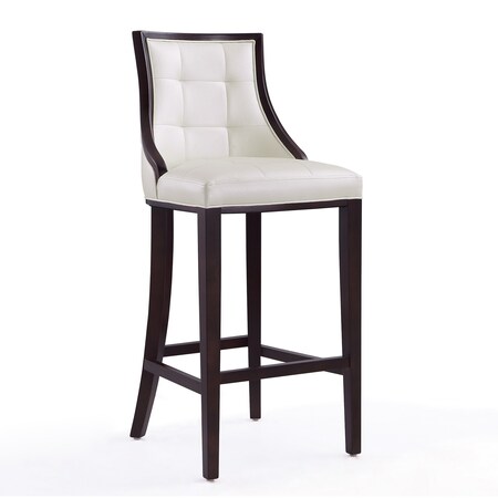 Manhattan Comfort Fifth Avenue Bar Stool in Pearl White and Walnut BS007-PW